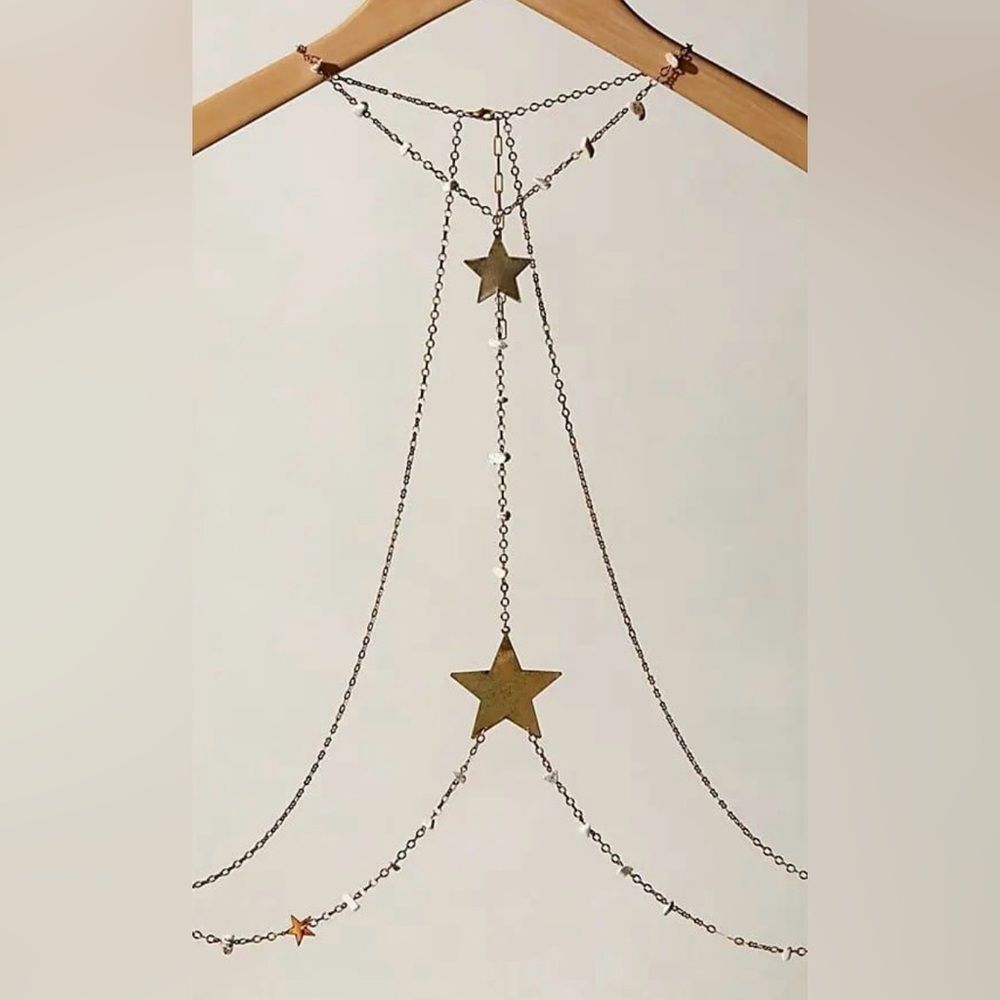 Free People Lets Dance Body Chain in Gold NWT - Picture 2 of 5